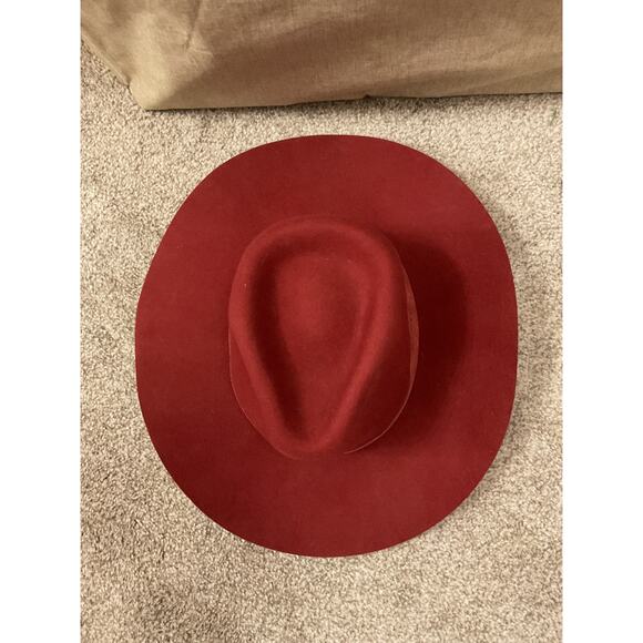 Wyeth Burgundy Wool Rancher Hat Wide Brim Boho Western Festival Fedora, O/S main image 8